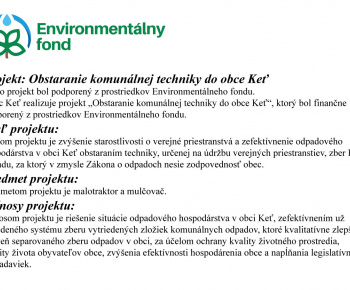 Projekty / Obstaranie komunálnej techniky do obce Keť - foto