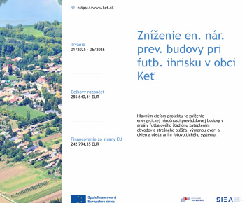 Projekty / Zníženie en. nár. prev. budovy pri futb. ihrisku v obci Keť - foto