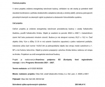 Projekty / Zníženie en. nár. prev. budovy pri futb. ihrisku v obci Keť - foto