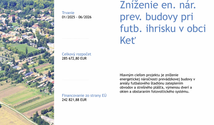 Zníženie en. nár. prev. budovy pri futb. ihrisku v obci Keť