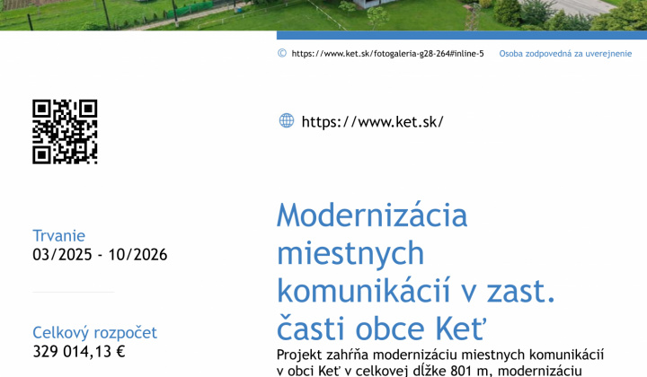Modernizácia miestnych komunikácií v zast. časti obce Keť